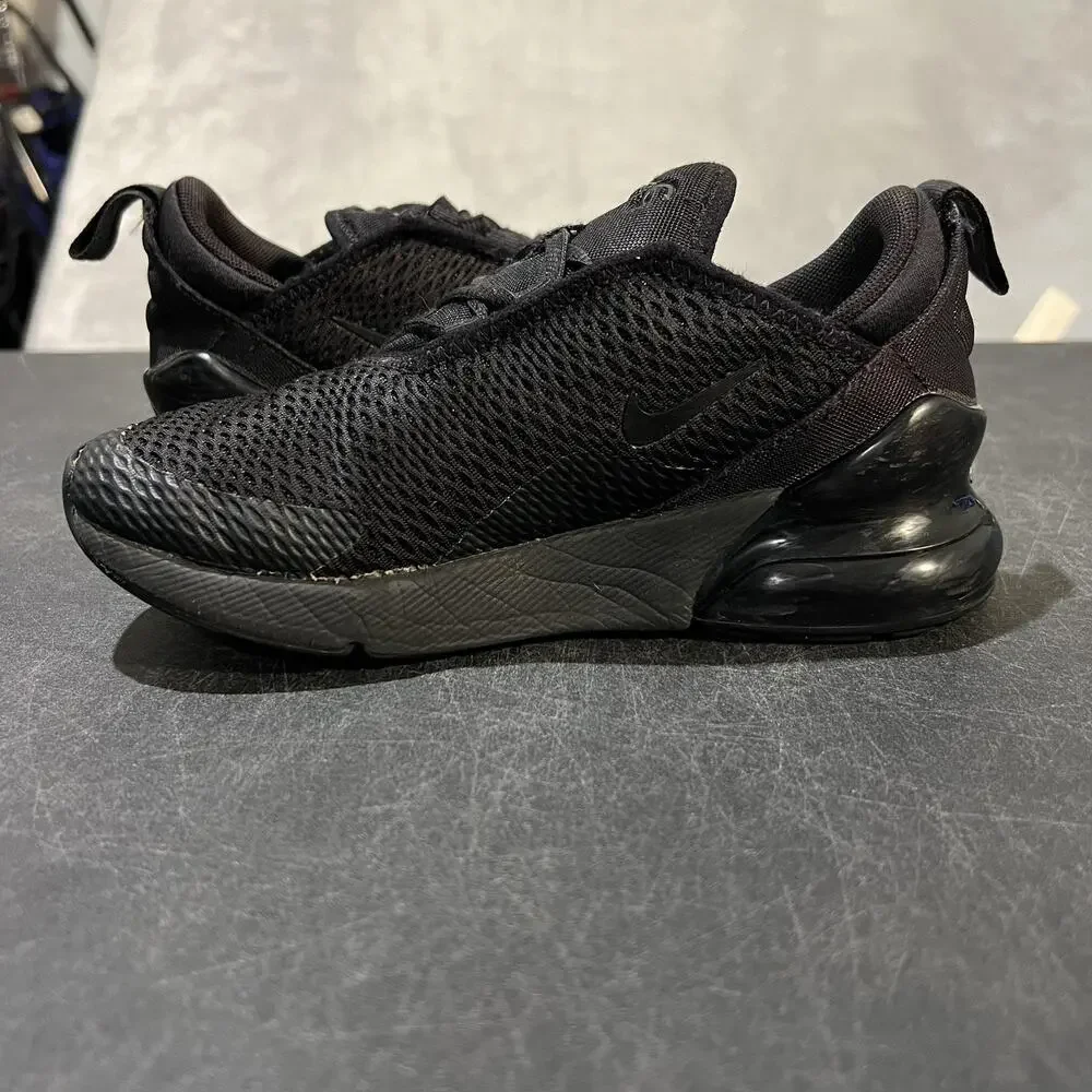 Nike Air Max 270 Shoes Youth Size 1Y Black Triple Black Mesh Sneakers AO2372-006